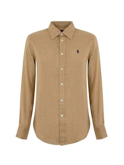 Camicia Polo Pony in lino Kaki POLO RALPH LAUREN | 211970730005